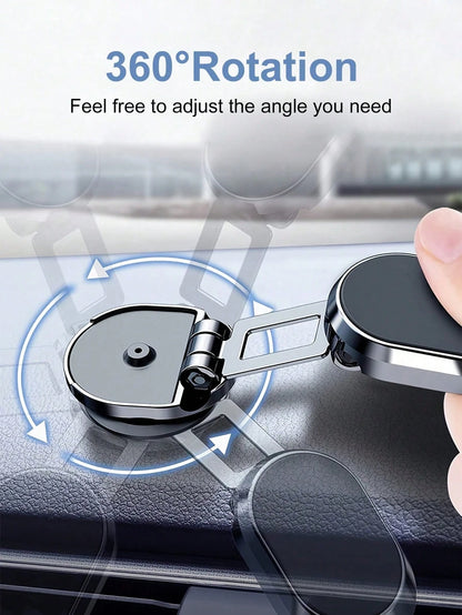1pc Metal Car Phone Holder, Foldable Strong Suction Cup Phone Mount, Dashboard Installation, 360 Degree Rotating Navigation Bracket