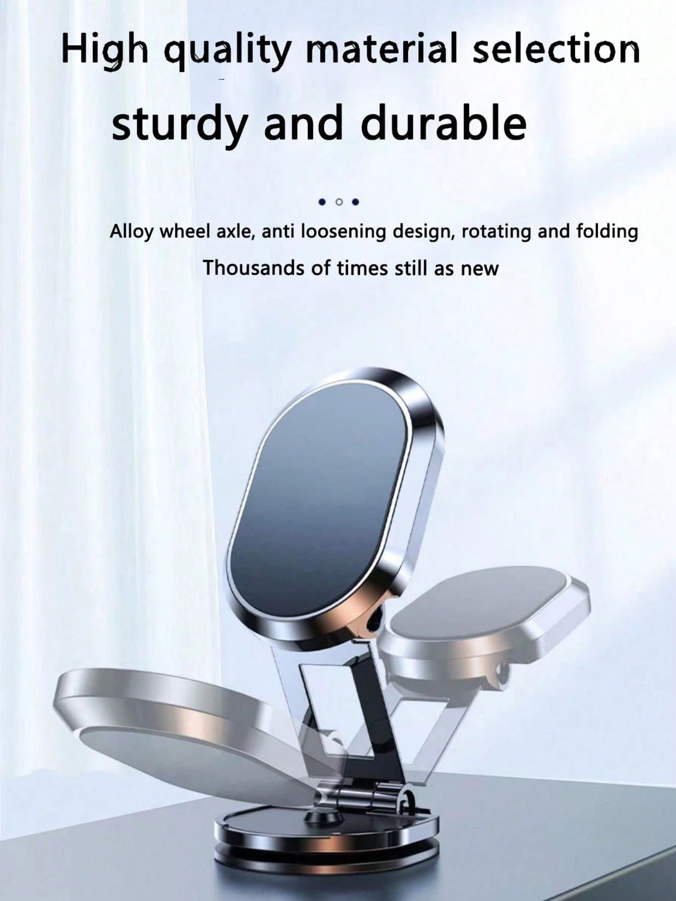 1pc Metal Car Phone Holder, Foldable Strong Suction Cup Phone Mount, Dashboard Installation, 360 Degree Rotating Navigation Bracket