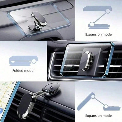 1pc Metal Car Phone Holder, Foldable Strong Suction Cup Phone Mount, Dashboard Installation, 360 Degree Rotating Navigation Bracket