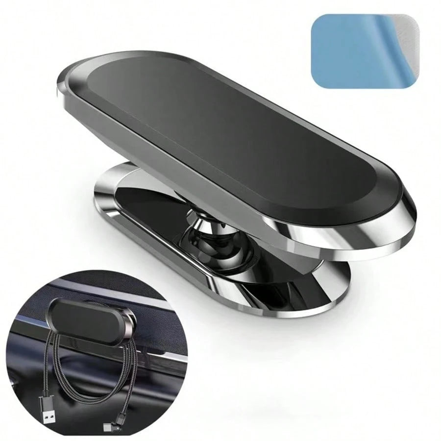 1pc Metal Car Phone Holder, Foldable Strong Suction Cup Phone Mount, Dashboard Installation, 360 Degree Rotating Navigation Bracket