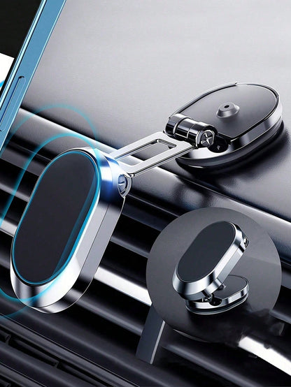 1pc Metal Car Phone Holder, Foldable Strong Suction Cup Phone Mount, Dashboard Installation, 360 Degree Rotating Navigation Bracket