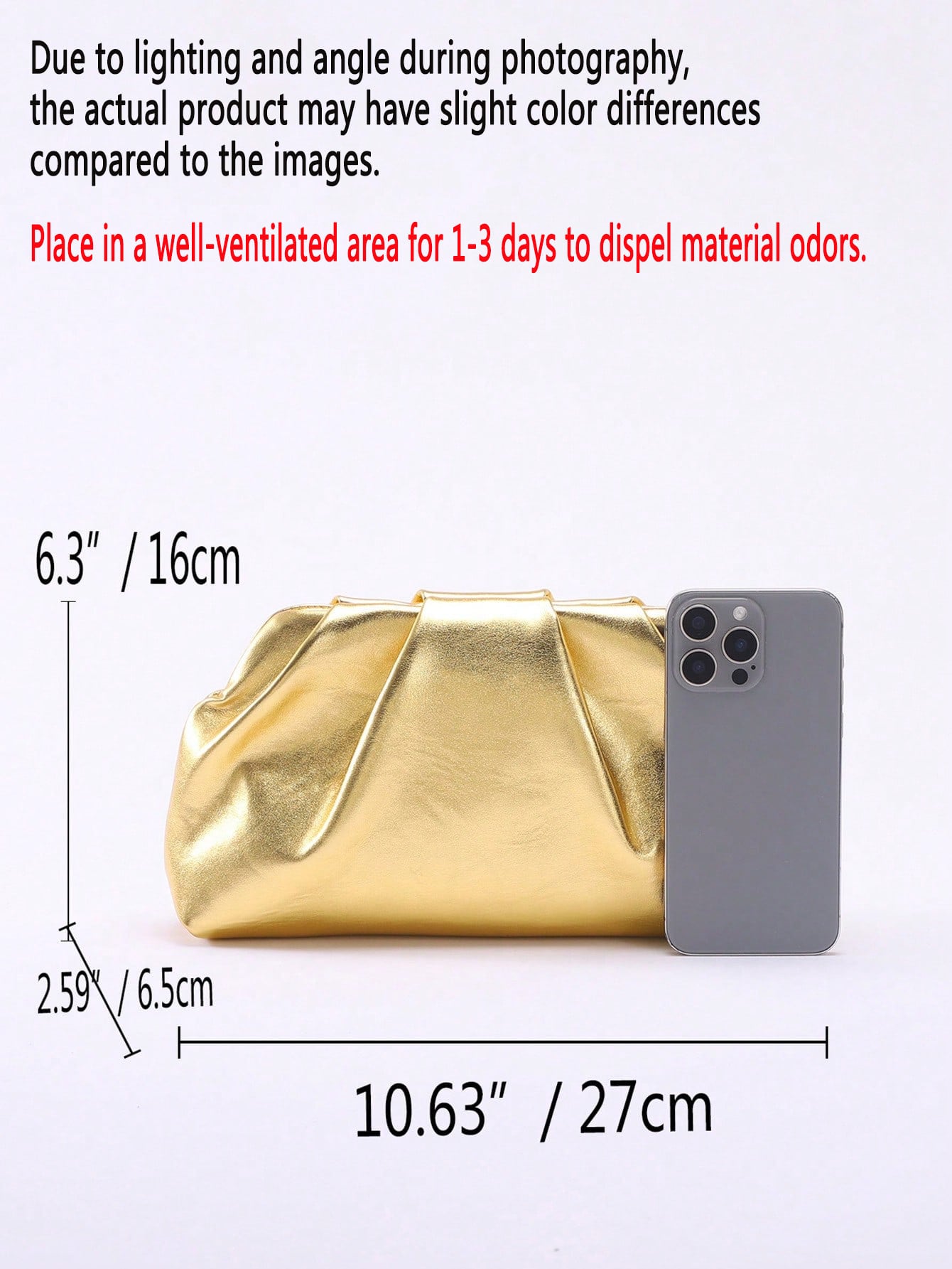 1pc Metallic Shiny PU Cloud Design Pleated Minimalist Clutch Bag, Fashionable Daily And Party Handbag For Women, Fashionable Clutch Bags For Woman