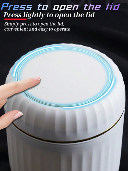 1pc Mini Cute Desktop Trash Can With Lid, Suitable For Bedroom, Office, Kitchen, Bathroom And Other Home Spaces. This Small Compact Plastic Trash Can With Flip Lid Is Perfect For Placing On The Deskto