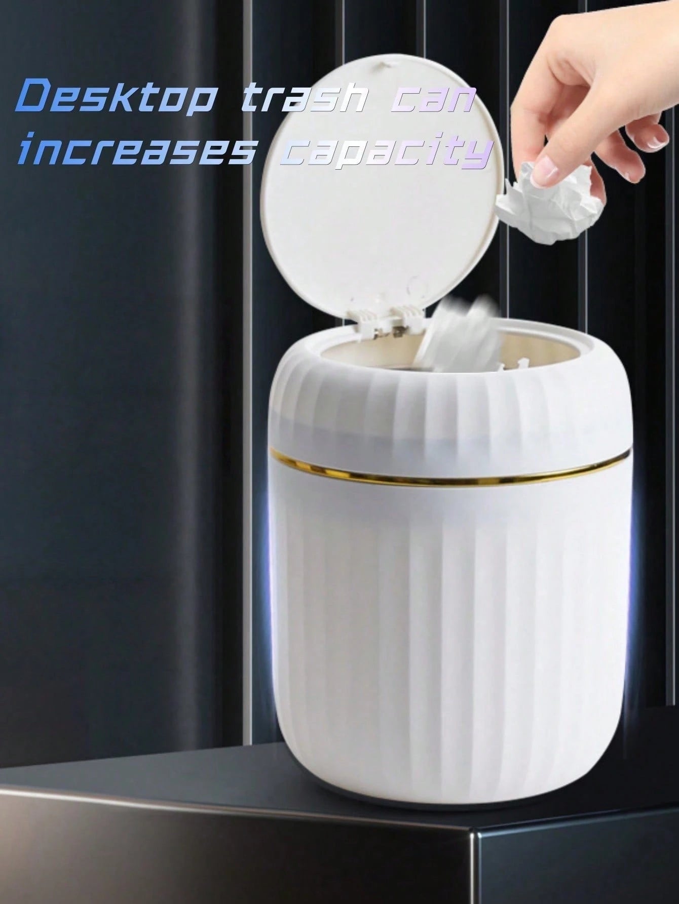 1pc Mini Cute Desktop Trash Can With Lid, Suitable For Bedroom, Office, Kitchen, Bathroom And Other Home Spaces. This Small Compact Plastic Trash Can With Flip Lid Is Perfect For Placing On The Deskto