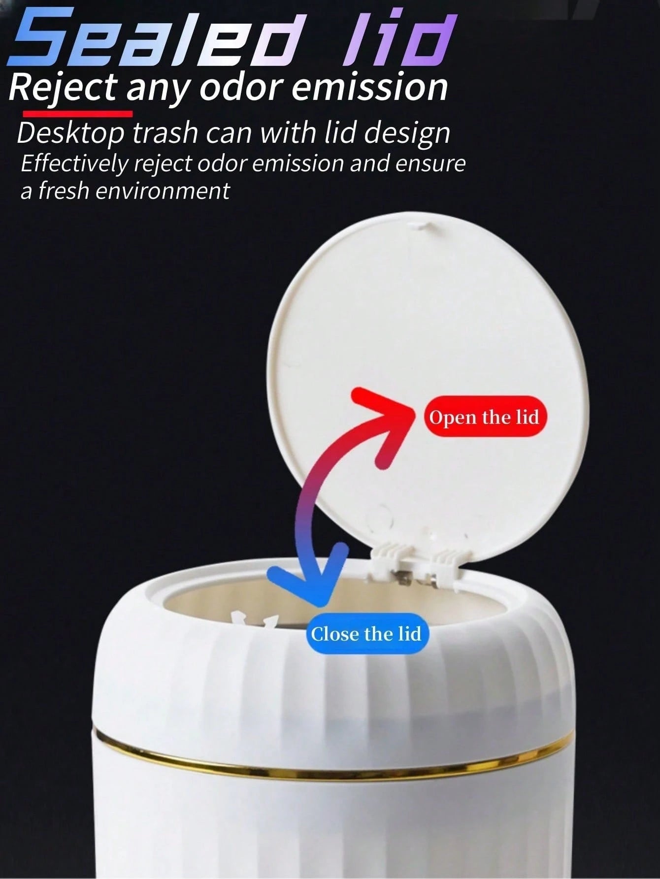 1pc Mini Cute Desktop Trash Can With Lid, Suitable For Bedroom, Office, Kitchen, Bathroom And Other Home Spaces. This Small Compact Plastic Trash Can With Flip Lid Is Perfect For Placing On The Deskto
