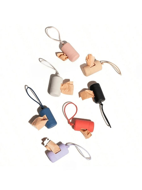1pc Mini Portable Pet Waste Bag Dispenser Set, Durable And Lightweight, Matte Cylindrical Trash Bag Holder, Can Be Attached To Dog Leash, Backpack, Keychain. Sturdy Shell, Suitable For Outdoor Dog Wal