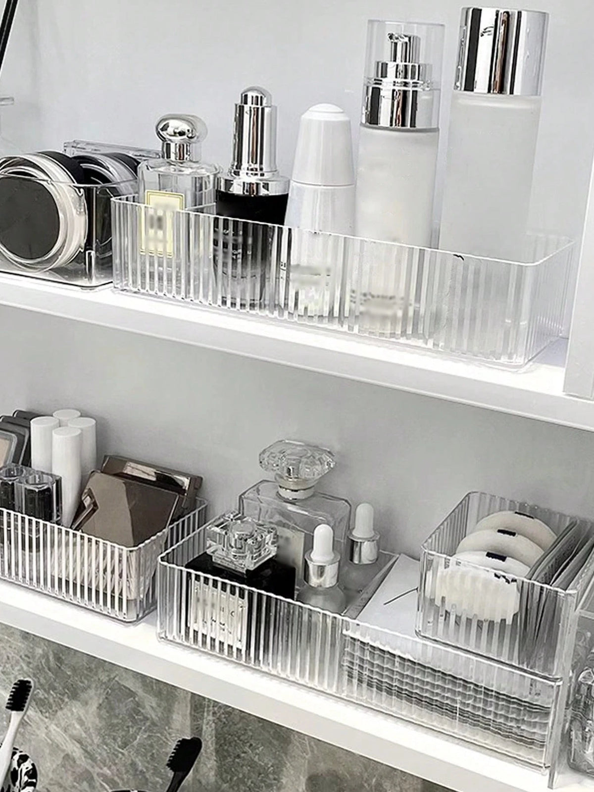 1pc Mirror Cabinet Storage Box For Cosmetics Tabletop Dressing Table Skin Care Lipsticks Jewelry Bathroom Organizer Shelf,For Holiday Beach, Bathroom Collection, Bedroom Collection, Large Capacity