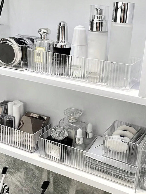 1pc Mirror Cabinet Storage Box For Cosmetics Tabletop Dressing Table Skin Care Lipsticks Jewelry Bathroom Organizer Shelf,For Holiday Beach, Bathroom Collection, Bedroom Collection, Large Capacity