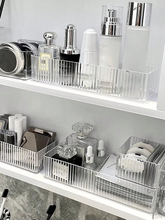 1pc Mirror Cabinet Storage Box For Cosmetics Tabletop Dressing Table Skin Care Lipsticks Jewelry Bathroom Organizer Shelf,For Holiday Beach, Bathroom Collection, Bedroom Collection, Large Capacity