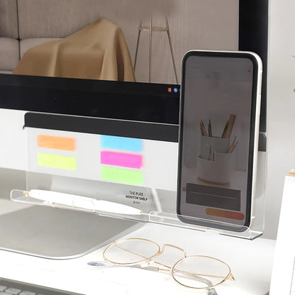 1pc Monitor Stand Desk Organizer, Memo Board, Sticky Note Holder, Minimalist Desk Accessory For Office Supplies, Phone Charging, Memo Writing, Back To School