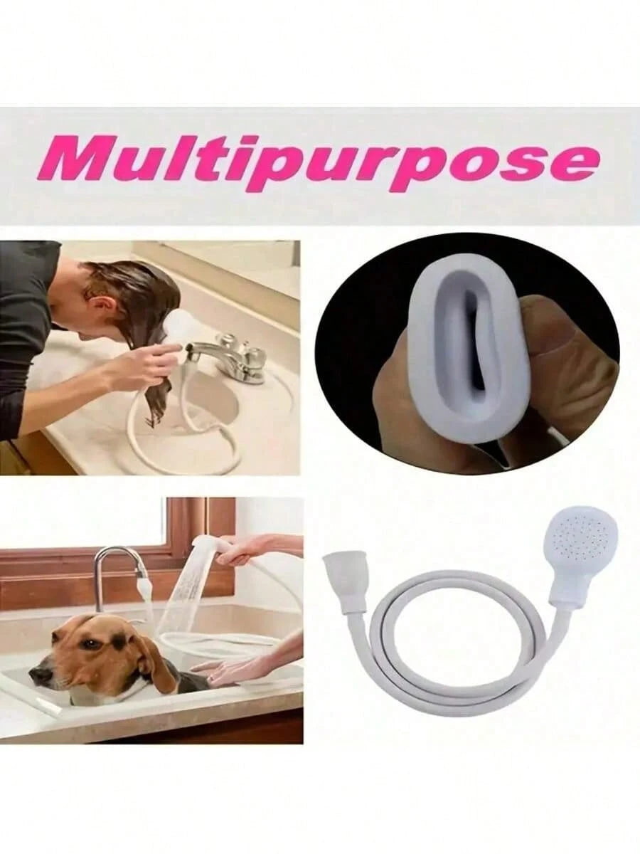 1pc Multi-Function Faucet Extender With Shower Head, 51.57 Inch Total Length, Easy-To-Use Hair Washing Adapter, Bathing Shower Head, Simple & Quick Pet Bathing Connector, Home Bathroom Decor, Autumn D