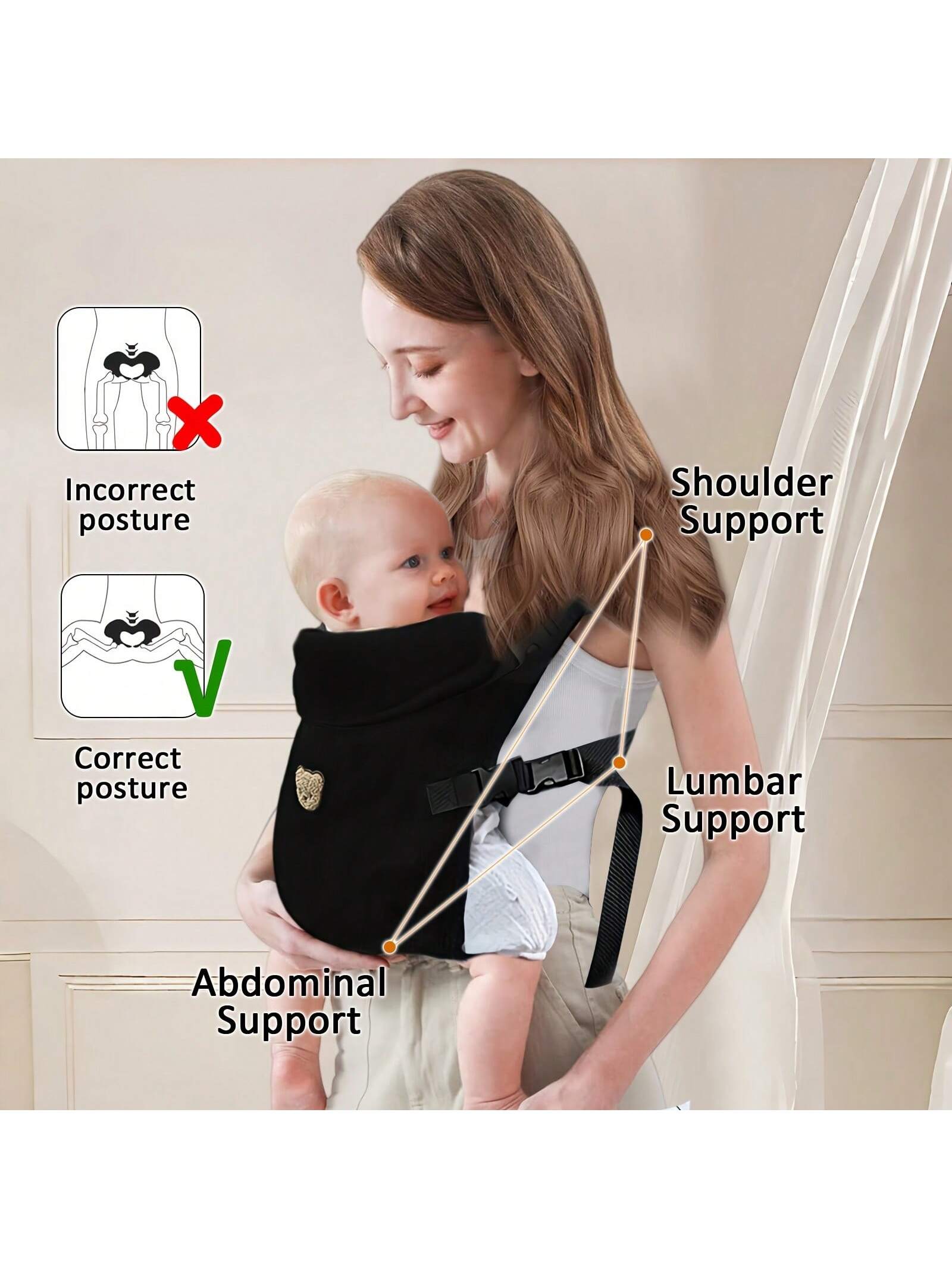 1pc Multifunctional Breathable Baby Carrier, All-Season Use, Detachable Design, Ergonomic, Convenient For Outdoor, Perfect Baby Shower Gift, For New Moms