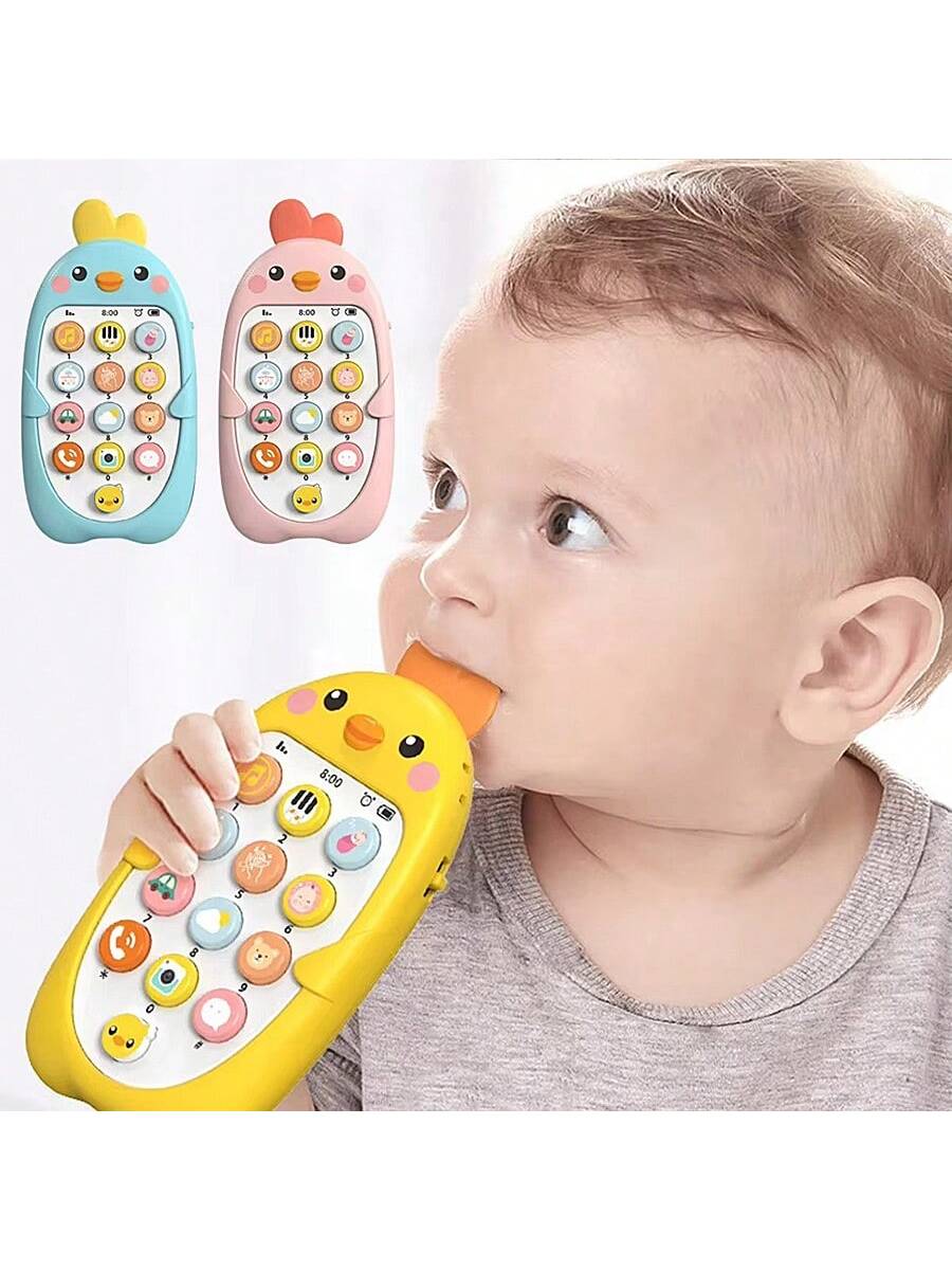 1pc Multifunctional Cute Designed Baby Phone Toy, Sensory Learning Function With Various Sound & Light Effects, Teether Toy, Infant Baby Shower Gift