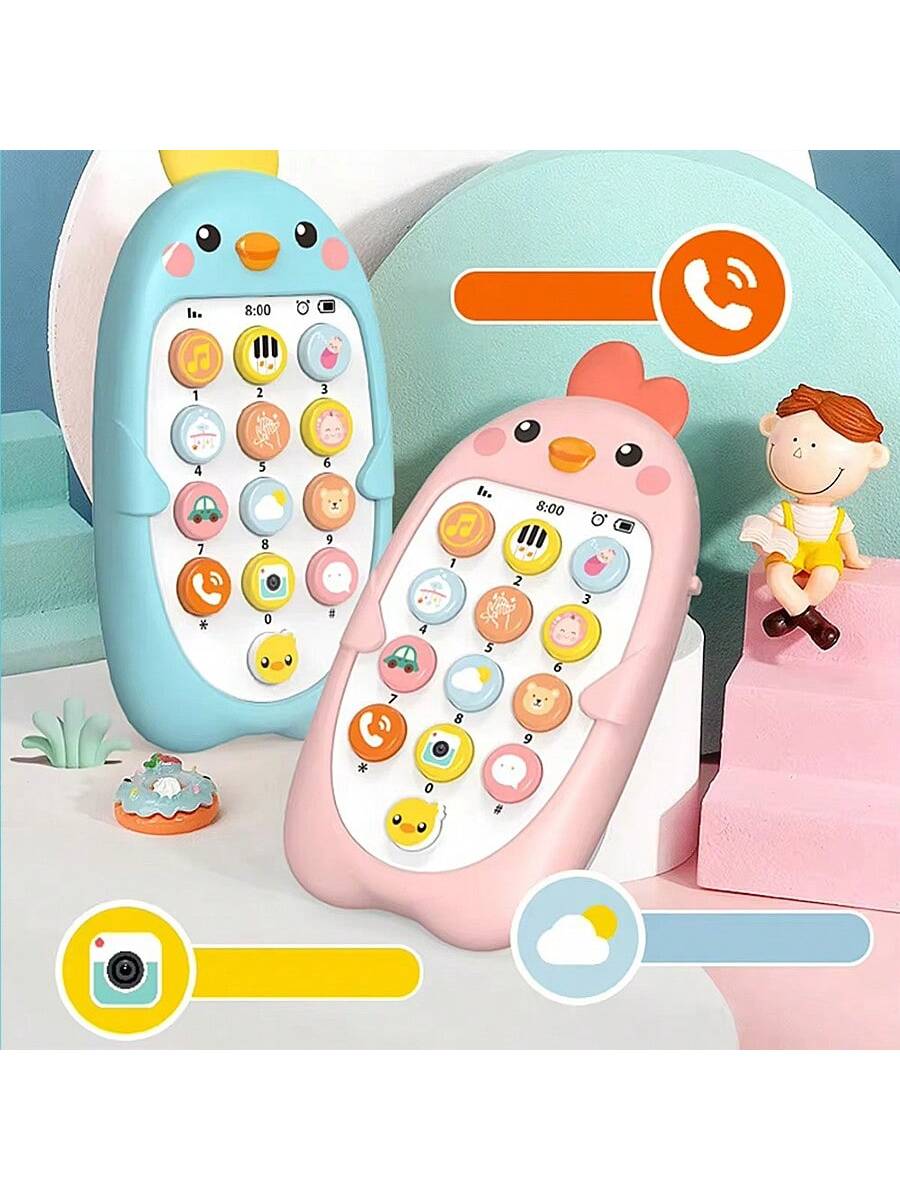 1pc Multifunctional Cute Designed Baby Phone Toy, Sensory Learning Function With Various Sound & Light Effects, Teether Toy, Infant Baby Shower Gift