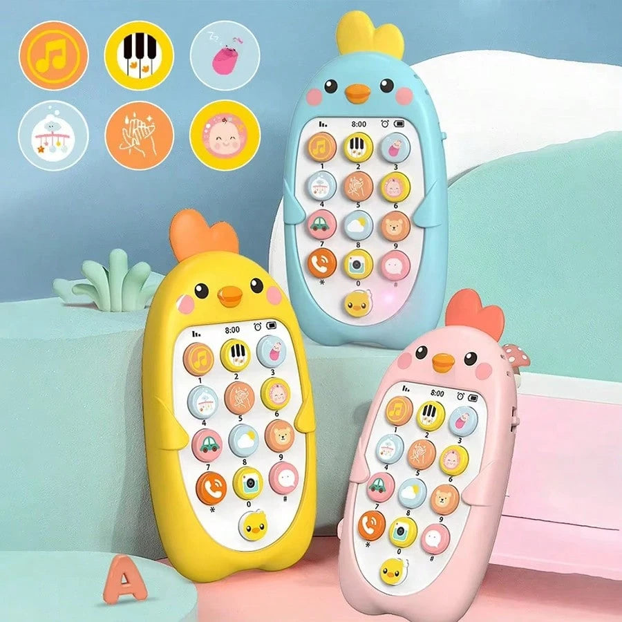1pc Multifunctional Cute Designed Baby Phone Toy, Sensory Learning Function With Various Sound & Light Effects, Teether Toy, Infant Baby Shower Gift