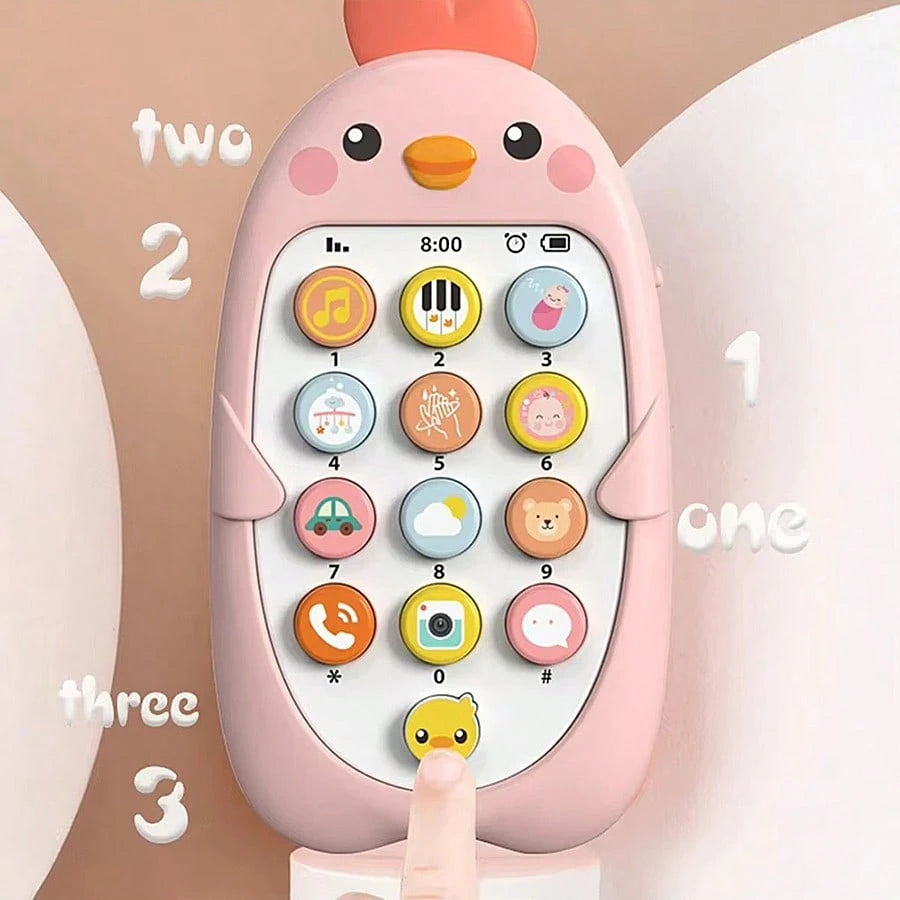 1pc Multifunctional Cute Designed Baby Phone Toy, Sensory Learning Function With Various Sound & Light Effects, Teether Toy, Infant Baby Shower Gift