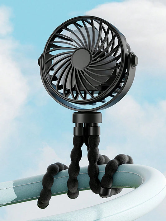 1pc Octopus Shaped Baby Stroller Fan, USB Rechargeable Portable Quiet Fan, Mini Handheld Foldable Travel Fan With LED Night Light, 3 Speed Adjustable, Multifunctional Desk Fan, Adjustable Angle, Suita
