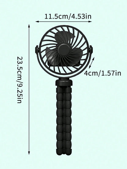 1pc Octopus Shaped Baby Stroller Fan, USB Rechargeable Portable Quiet Fan, Mini Handheld Foldable Travel Fan With LED Night Light, 3 Speed Adjustable, Multifunctional Desk Fan, Adjustable Angle, Suita