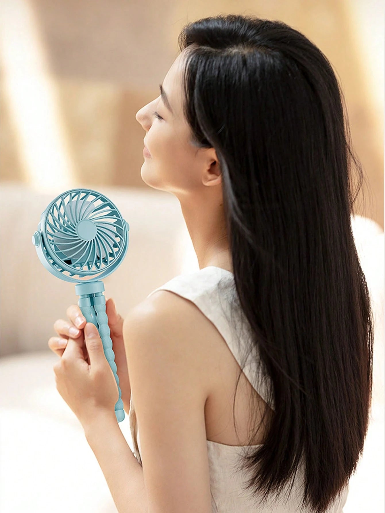 1pc Octopus Shaped Baby Stroller Fan, USB Rechargeable Portable Quiet Fan, Mini Handheld Foldable Travel Fan With LED Night Light, 3 Speed Adjustable, Multifunctional Desk Fan, Adjustable Angle, Suita