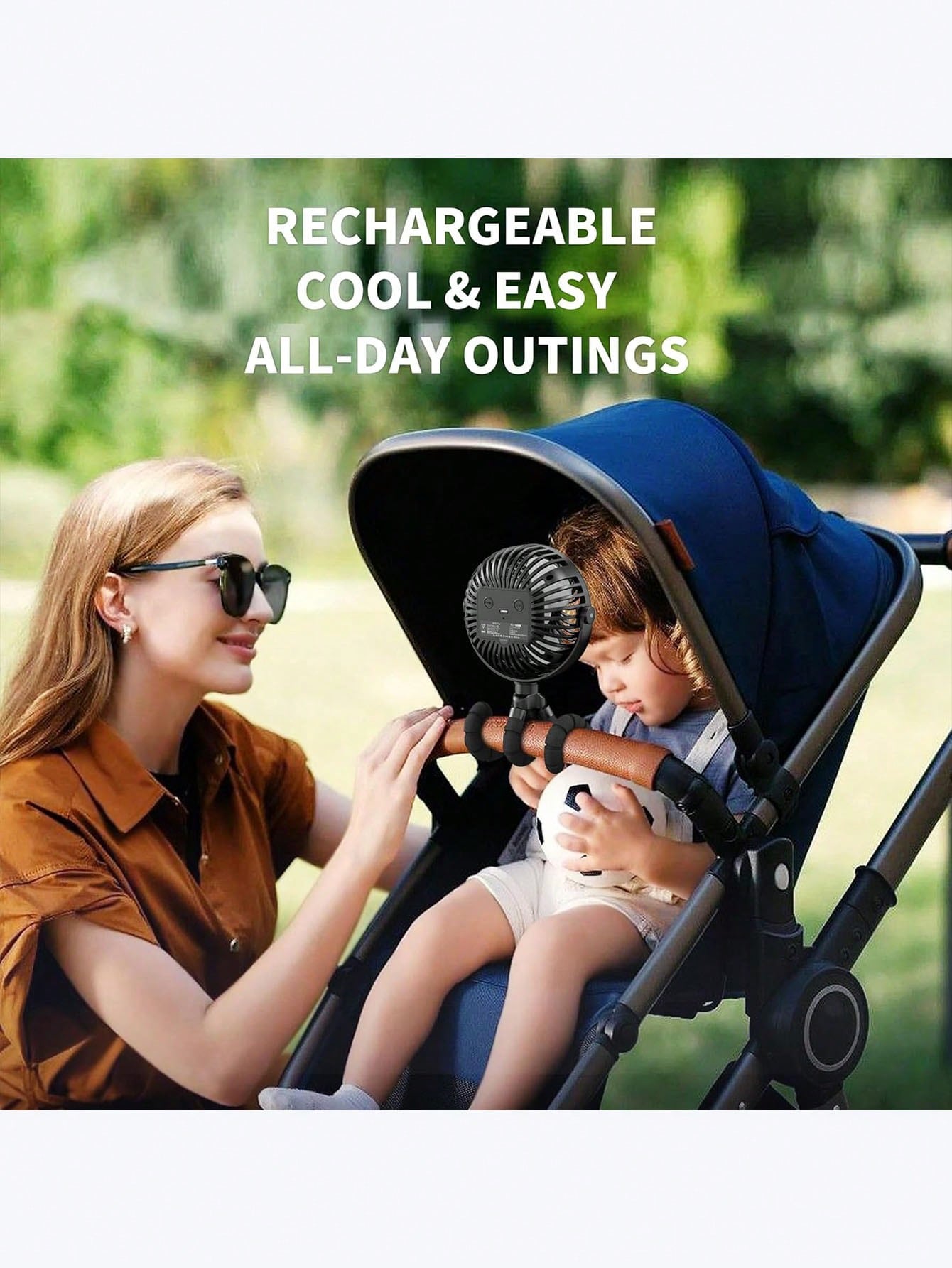 1pc Octopus Stroller Fan, USB Rechargeable Portable Quiet Fan, Mini Handheld Foldable Travel Fan With LED Night Light, 3 Wind Speeds, Suitable For Indoor/Outdoor, Multifunctional Desk Fan, Adjustable