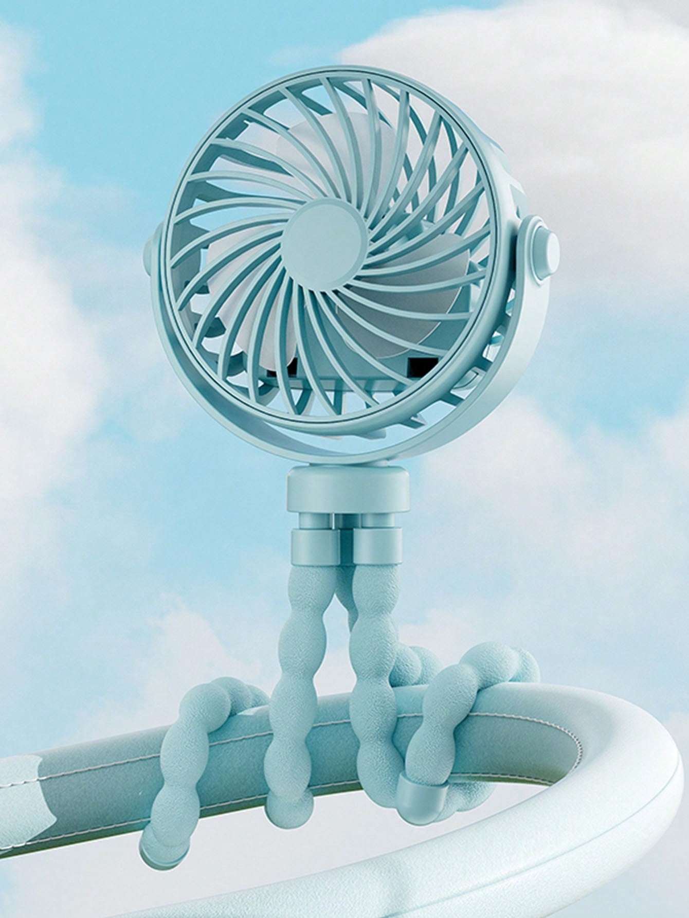 1pc Octopus Stroller Fan, USB Rechargeable Portable Quiet Fan, Mini Handheld Foldable Travel Fan With LED Night Light, 3 Wind Speeds, Suitable For Indoor/Outdoor, Multifunctional Desk Fan, Adjustable