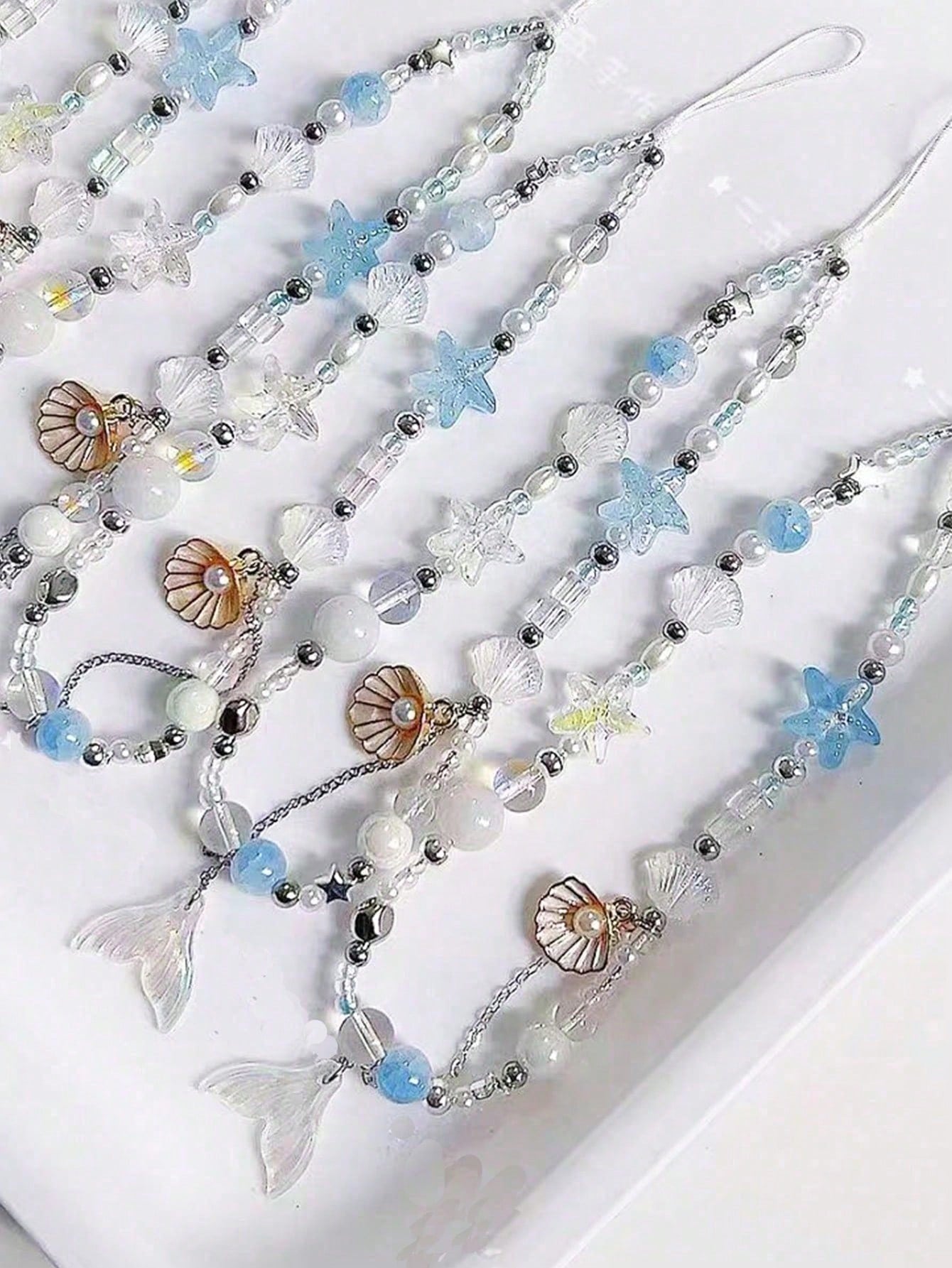 1pc Original Self-Made Mermaid Princess Shell Pendant Mobile Phone Lange Handmade Diy Beaded Ccd Chain Camera Chain Gifts For Mother, Family, Friends, Birthday, Holiday Phone Charm, Phone Chain