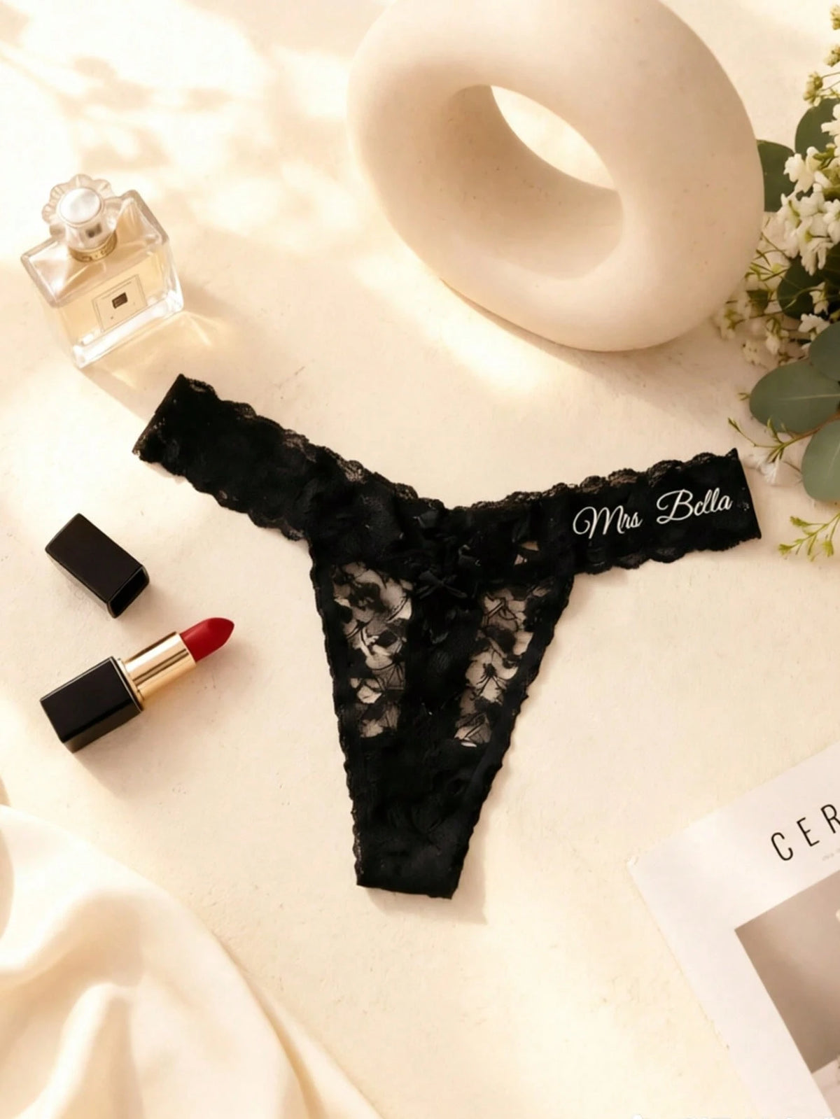 1pc Personalized Panties, Customized Sexy Bridal Lingerie Party Gift, Suitable For Valentine's Day, Wedding Night, Honeymoon Gift, Lingerie Party