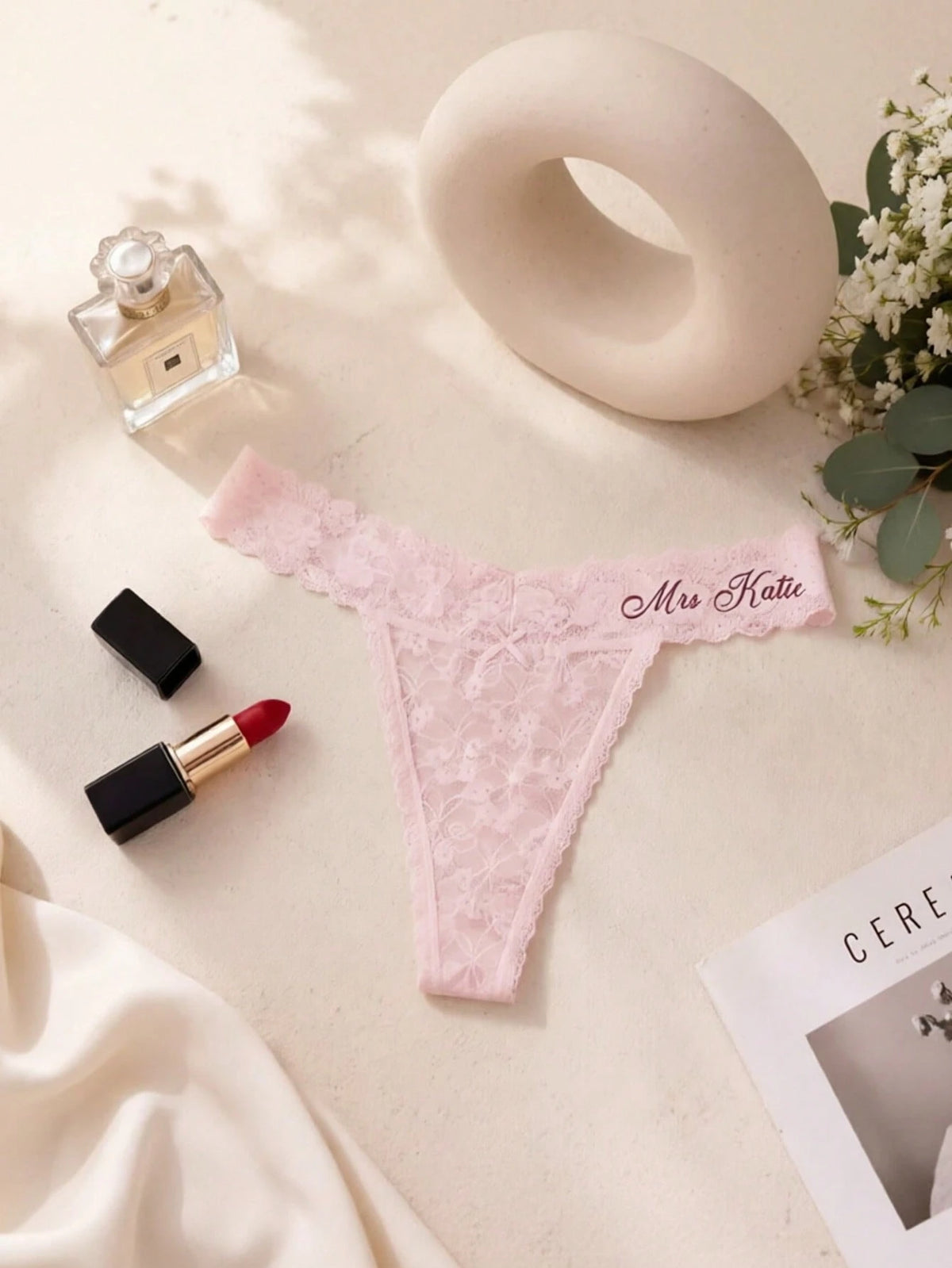 1pc Personalized Panties, Customized Sexy Bridal Lingerie Party Gift, Suitable For Valentine's Day, Wedding Night, Honeymoon Gift, Lingerie Party