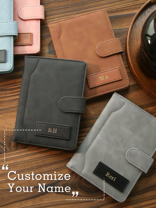 1pc Personalized Passport Holder, Custom Gold Letter Combination Suede Passport Cover, Matte Faux Leather Passport Wallet, Custom Travel Accessory, Handmade, Travel Gift, Bridesmaid Gift, Birthday Gif