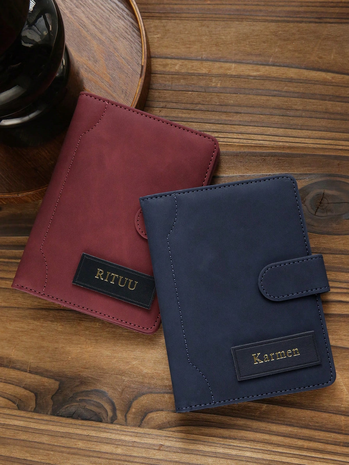 1pc Personalized Passport Holder, Custom Gold Letter Combination Suede Passport Cover, Matte Faux Leather Passport Wallet, Custom Travel Accessory, Handmade, Travel Gift, Bridesmaid Gift, Birthday Gif