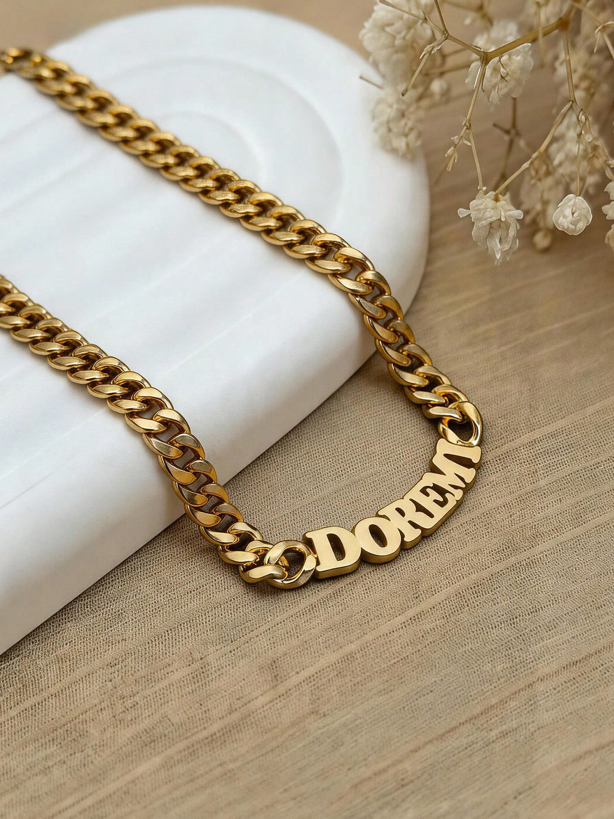 1pc Personalized Unisex Street Style Stainless Steel Custom Name Necklace, Hip-Hop Style Jewelry, Street Vintage Style, Cool Necklace, Stainless Steel Gold Heavy-Duty Pendant, Suitable For Boys, Girls
