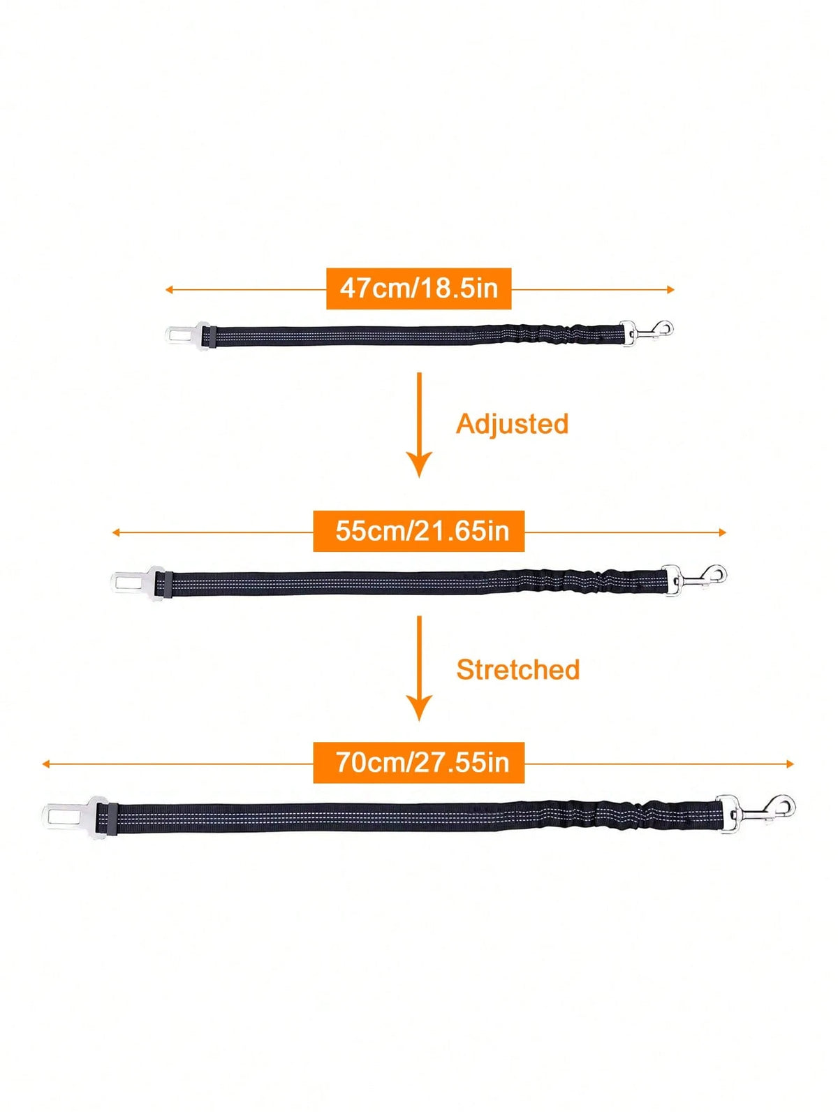 1pc Pet Car Safety Belt Dog Leash, Retractable, With Shock Absorption, Elasticity, Reflectivity, Made Of Durable Nylon