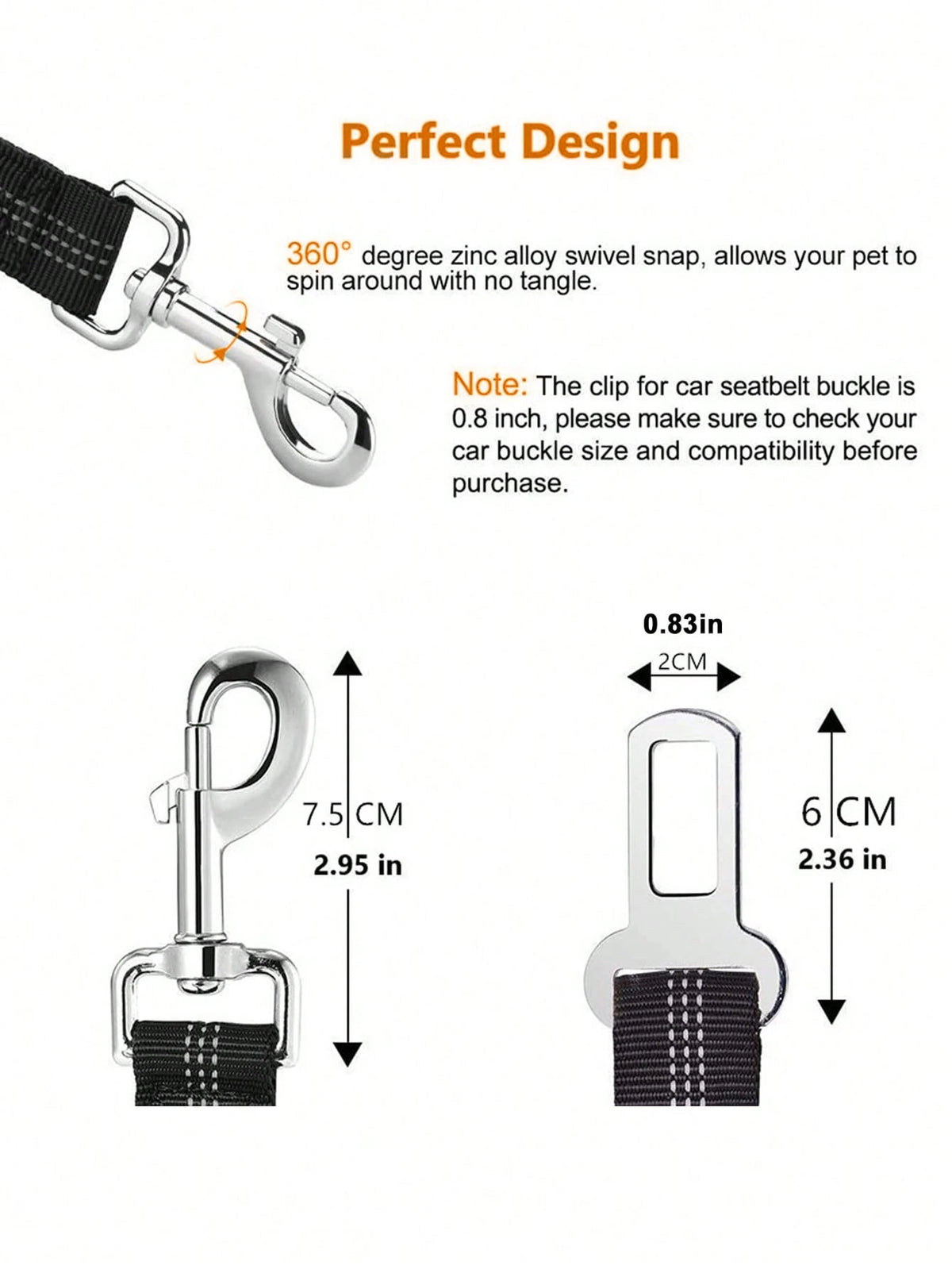 1pc Pet Car Safety Belt Dog Leash, Retractable, With Shock Absorption, Elasticity, Reflectivity, Made Of Durable Nylon