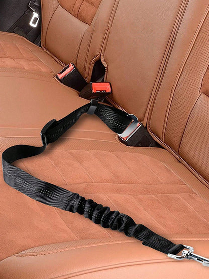 1pc Pet Car Safety Belt Dog Leash, Retractable, With Shock Absorption, Elasticity, Reflectivity, Made Of Durable Nylon