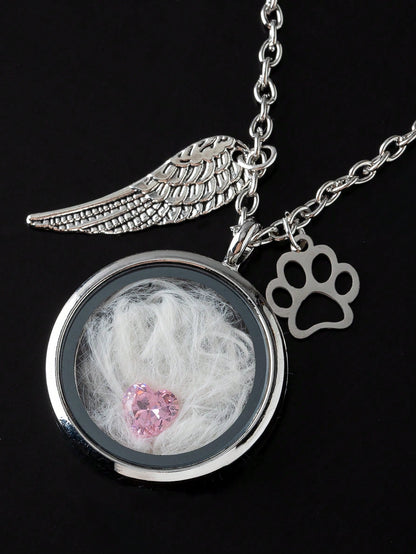 1pc Pet Hair Keepsake Necklace, Cat Dog Hair Memorial Pendant, Pet Memorial Jewelry, Birthstone Memorial Beads, Living Memory Necklace, Pet Loss Gift