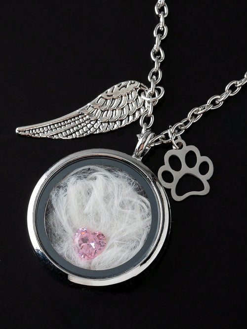 1pc Pet Hair Keepsake Necklace, Cat Dog Hair Memorial Pendant, Pet Memorial Jewelry, Birthstone Memorial Beads, Living Memory Necklace, Pet Loss Gift