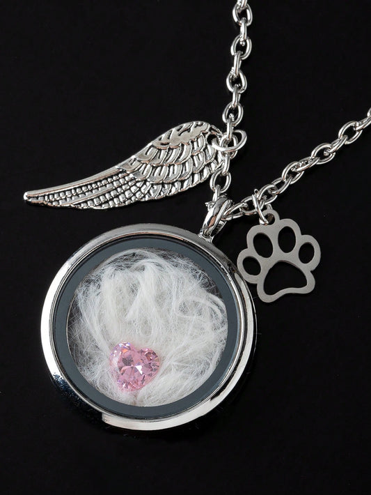 1pc Pet Hair Keepsake Necklace, Cat Dog Hair Memorial Pendant, Pet Memorial Jewelry, Birthstone Memorial Beads, Living Memory Necklace, Pet Loss Gift