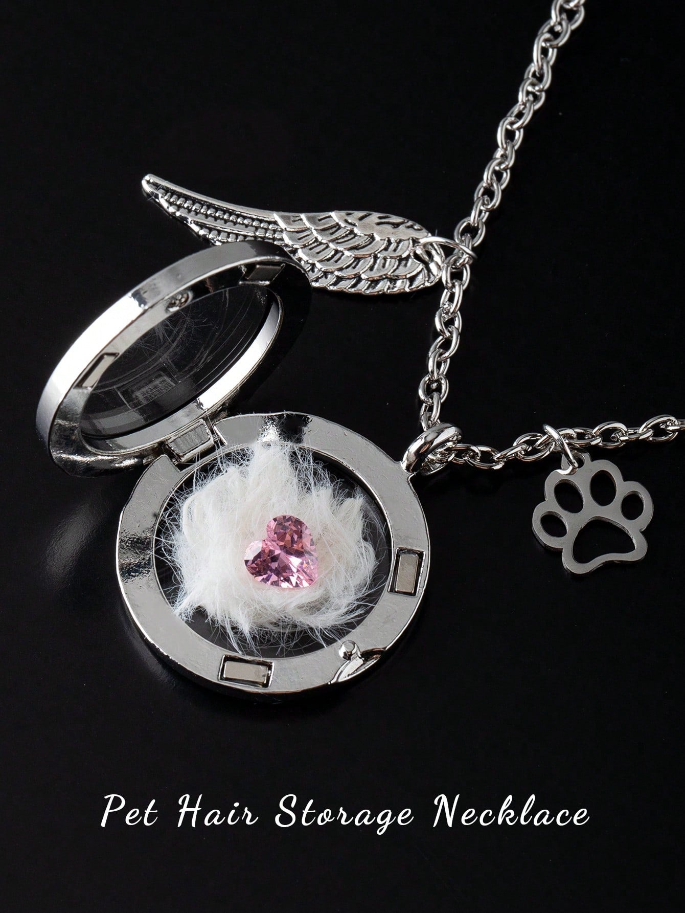 1pc Pet Hair Keepsake Necklace, Cat Dog Hair Memorial Pendant, Pet Memorial Jewelry, Birthstone Memorial Beads, Living Memory Necklace, Pet Loss Gift
