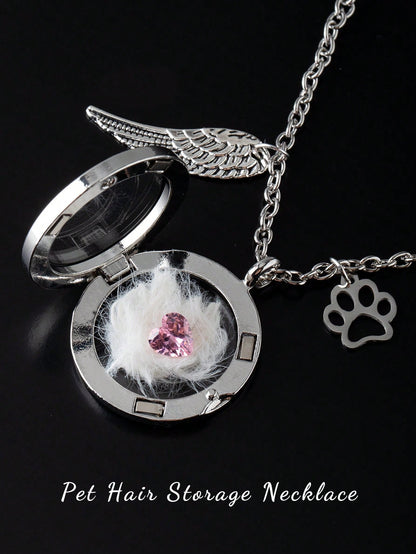 1pc Pet Hair Keepsake Necklace, Cat Dog Hair Memorial Pendant, Pet Memorial Jewelry, Birthstone Memorial Beads, Living Memory Necklace, Pet Loss Gift