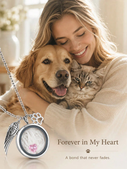 1pc Pet Hair Keepsake Necklace, Cat Dog Hair Memorial Pendant, Pet Memorial Jewelry, Birthstone Memorial Beads, Living Memory Necklace, Pet Loss Gift
