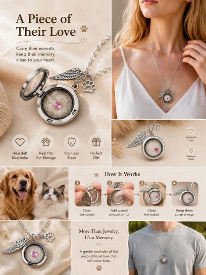 1pc Pet Hair Keepsake Necklace, Cat Dog Hair Memorial Pendant, Pet Memorial Jewelry, Birthstone Memorial Beads, Living Memory Necklace, Pet Loss Gift