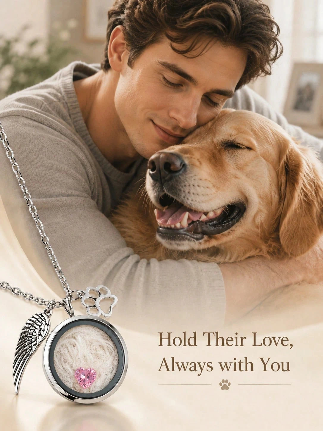 1pc Pet Hair Keepsake Necklace, Cat Dog Hair Memorial Pendant, Pet Memorial Jewelry, Birthstone Memorial Beads, Living Memory Necklace, Pet Loss Gift