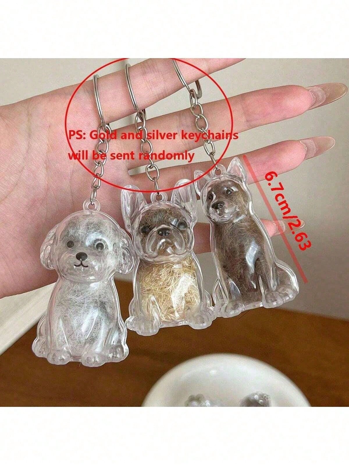 1PC PET Material Keychain With Pet Hair Storage Design-Well-Made Keychain Featuring A Sitting Dog Figure Withchain Ideal For Dog Owners- A Functional And Thoughtfulaccessory That Collects And Preser