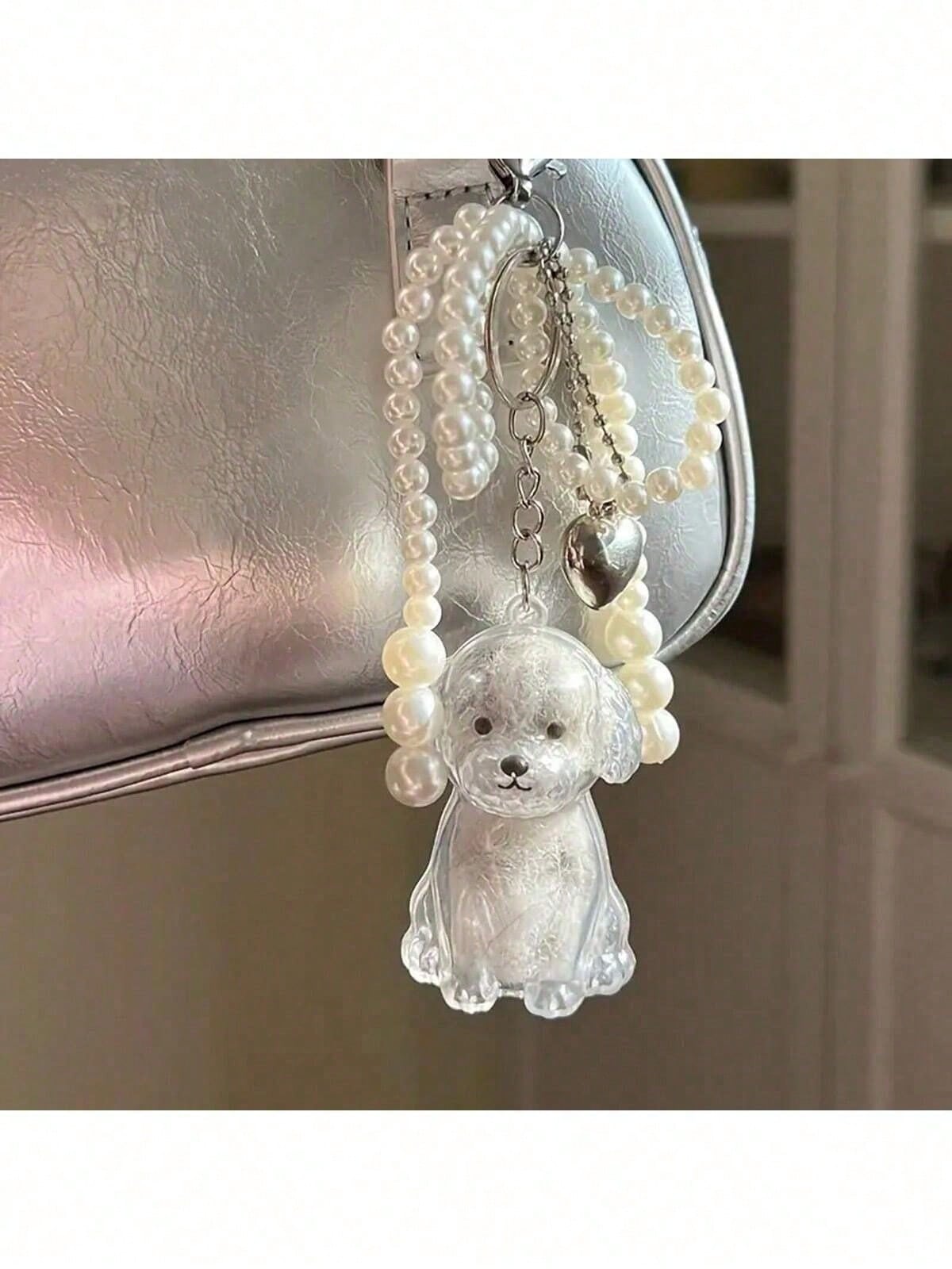 1PC PET Material Keychain With Pet Hair Storage Design-Well-Made Keychain Featuring A Sitting Dog Figure Withchain Ideal For Dog Owners- A Functional And Thoughtfulaccessory That Collects And Preser