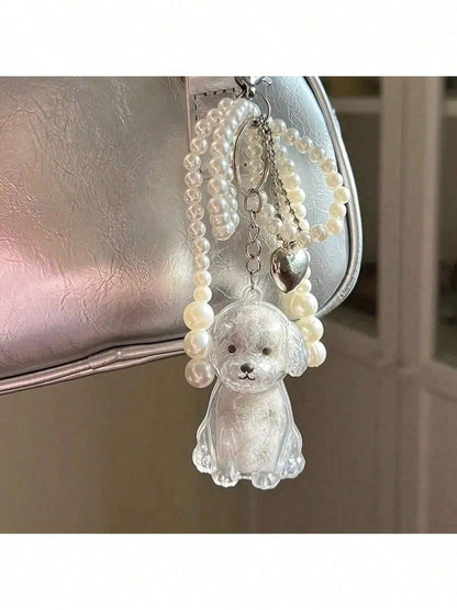 1PC PET Material Keychain With Pet Hair Storage Design-Well-Made Keychain Featuring A Sitting Dog Figure Withchain Ideal For Dog Owners- A Functional And Thoughtfulaccessory That Collects And Preser