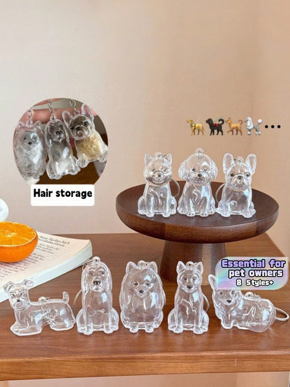 1PC PET Material Keychain With Pet Hair Storage Design-Well-Made Keychain Featuring A Sitting Dog Figure Withchain Ideal For Dog Owners- A Functional And Thoughtfulaccessory That Collects And Preser