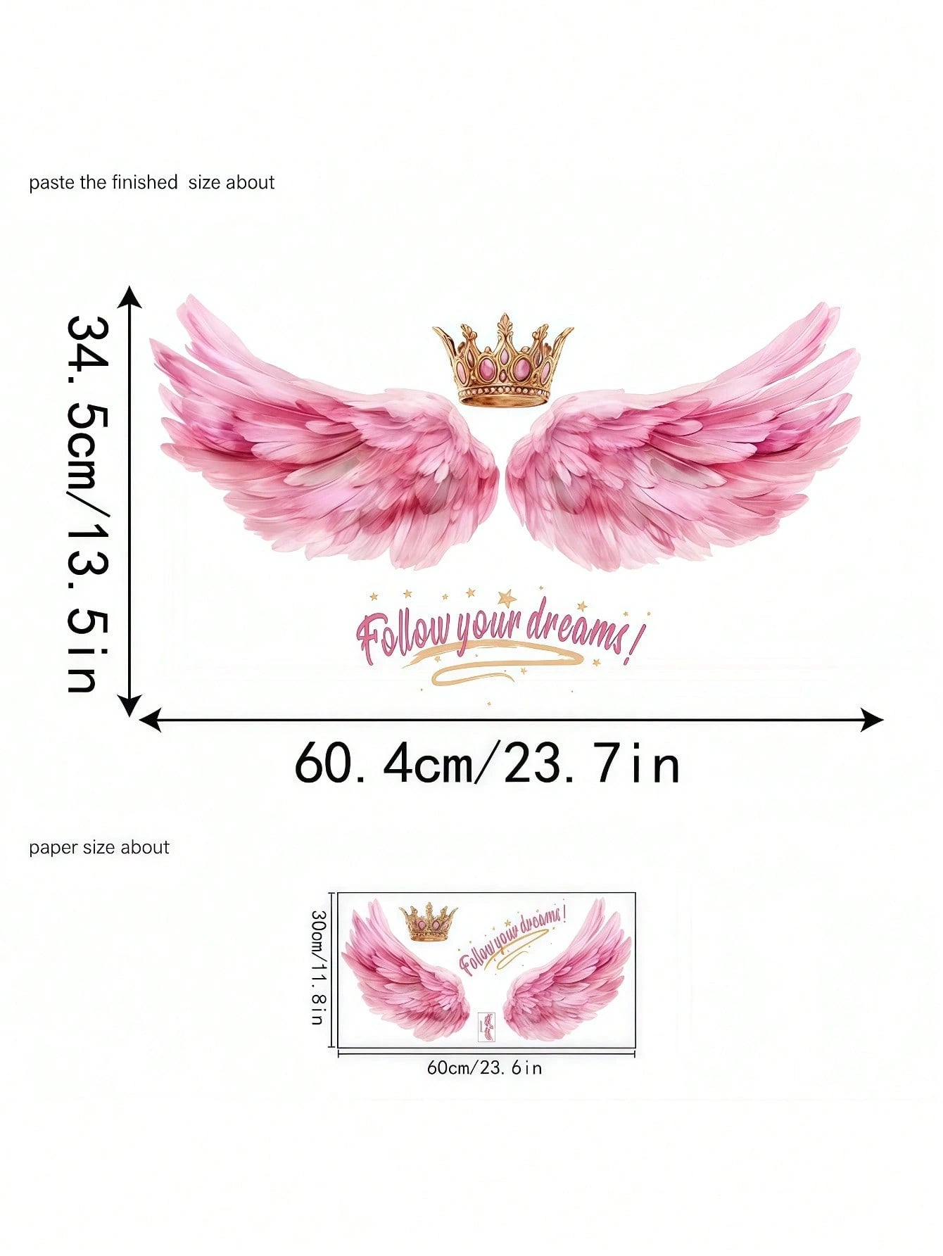 1pc Pink Angel Wings Wall Sticker, Suitable For Decorating Girls' Bedroom Headboard, Wall Background, Made Of PVC Material, Applicable For Baby Room Decor, Baby Shower, Birthday Gifts, Party Favors, B