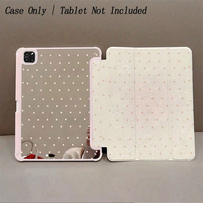 1pc Pink Polka Dot Mirror Pattern Tablet Protective Case- Cute Minimalist Design, Foldable Stand, Shock-Proof Protection, Pen Slot, Suitable For Air 13(M3 2025), Air 11(M3 2025), 11(A16 2025), Auto S