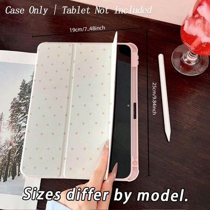 1pc Pink Polka Dot Mirror Pattern Tablet Protective Case- Cute Minimalist Design, Foldable Stand, Shock-Proof Protection, Pen Slot, Suitable For Air 13(M3 2025), Air 11(M3 2025), 11(A16 2025), Auto S