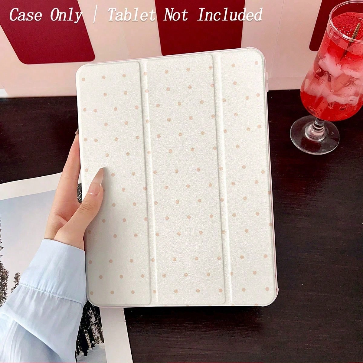 1pc Pink Polka Dot Mirror Pattern Tablet Protective Case- Cute Minimalist Design, Foldable Stand, Shock-Proof Protection, Pen Slot, Suitable For Air 13(M3 2025), Air 11(M3 2025), 11(A16 2025), Auto S